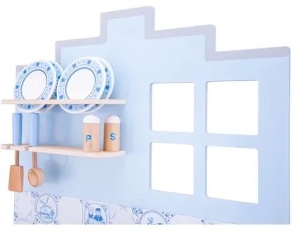 New Classic Toys - Drevená kuchynka s príslušenstvom modrá