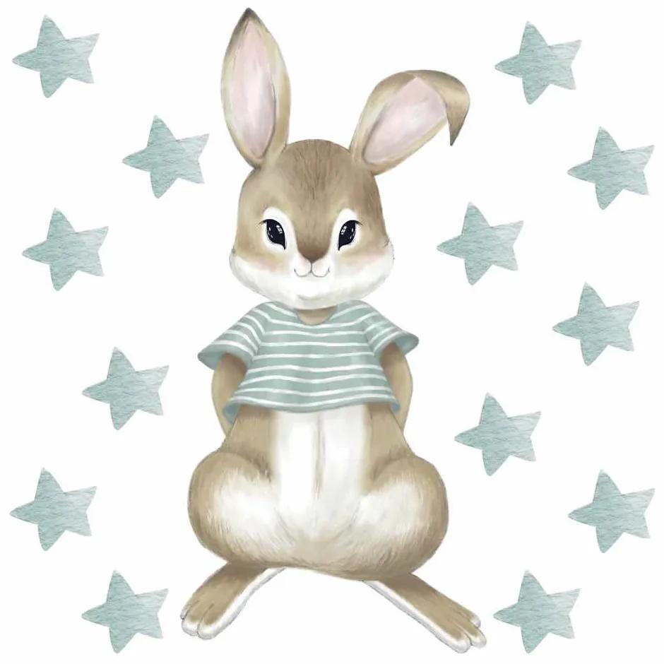 Gario Detská nálepka na stenu Pastelový zajačik s hviezdami