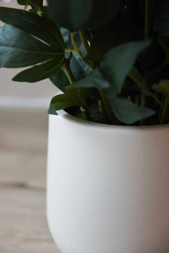 Umelá pivonka v krémovom kvetináči PEONY, výška 70 cm, biela