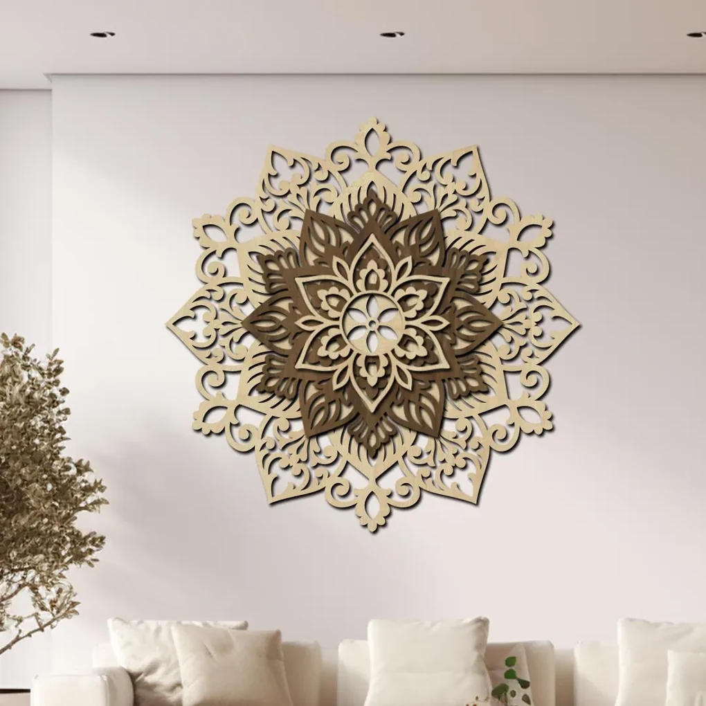 drevo zivota Drevená 3 vrstvová mandala Inšpiratívne energie Rozmery: 80x80, Farebná kombinácia: orech-javor