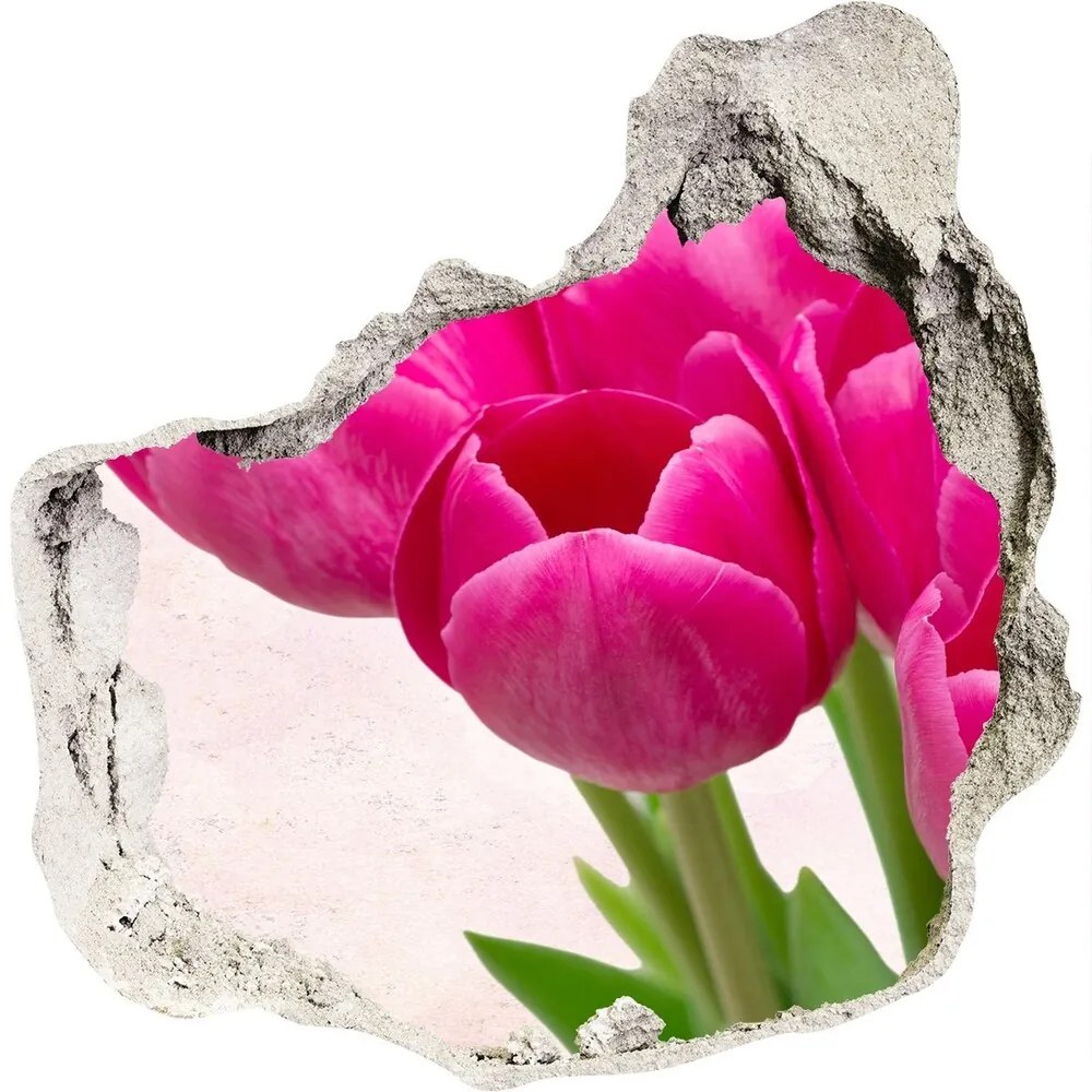 Nálepka 3D diera Ružové tulipány nd-p-90952565