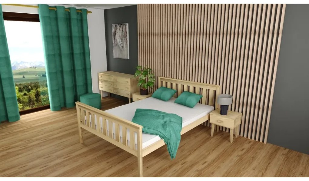 Posteľ KALEA 140 x 200 cm, borovica Rošt: S lamelovým roštom, Matrac: Matrac COCO MAXI 20 cm