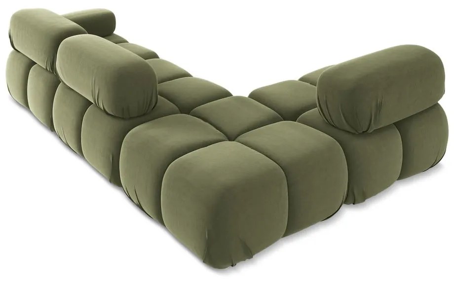 Svetlozelená zamatová modulárna rohová pohovka (ľavý roh) Lokua – Makamii