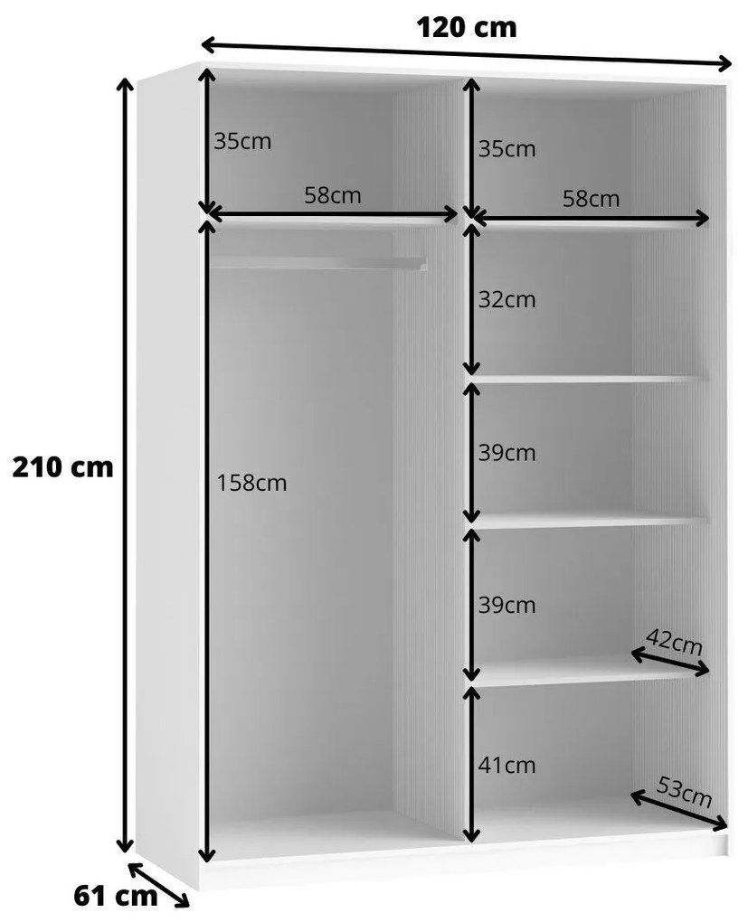 Šatníková skriňa Benson Typ 54 (biela). Akcia -20%. Vlastná spoľahlivá doprava až k Vám domov. 1042107