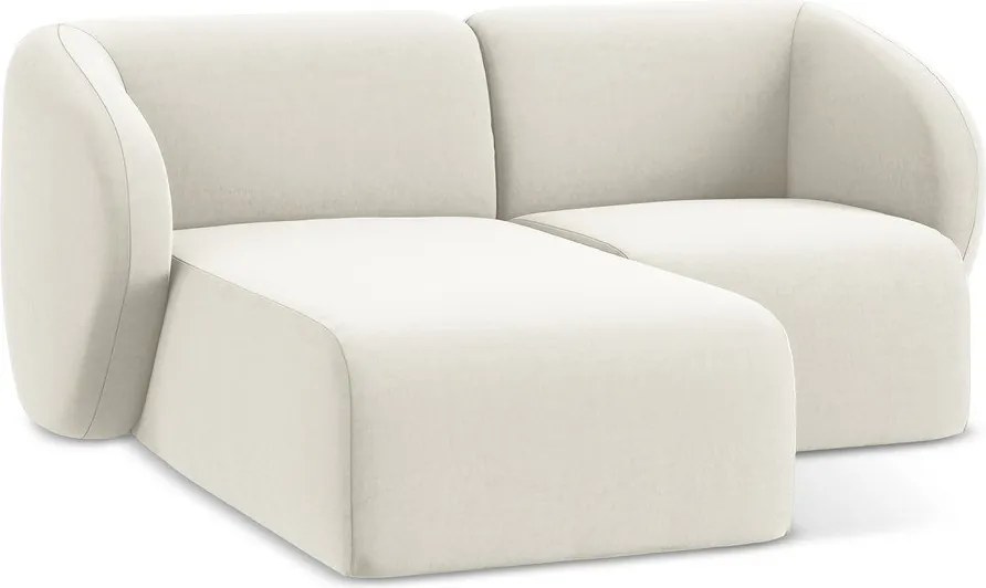 Béžová zamatová rohová pohovka (ľavý roh/s leňoškou) Lani – Makamii