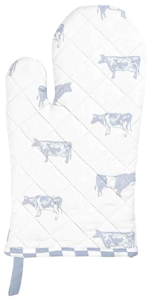 Kuchynská chňapka z bavlny s modrou potlačou Life with Cows - 16 * 30 cm
