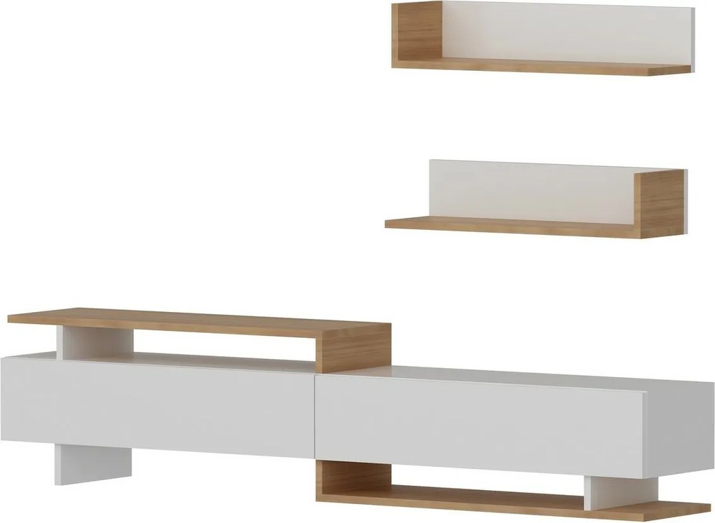 Televízny stolík s poličkami Ayaz White and Teak