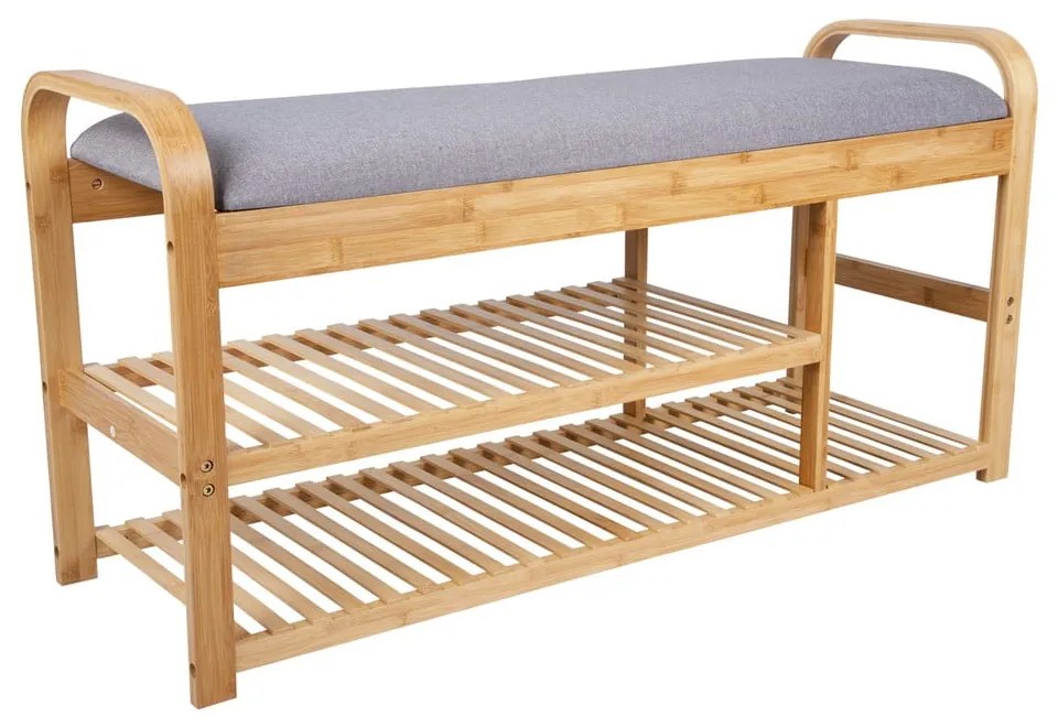 Sivá/prírodná bambusová polica na topánky s lavicou – Leitmotiv