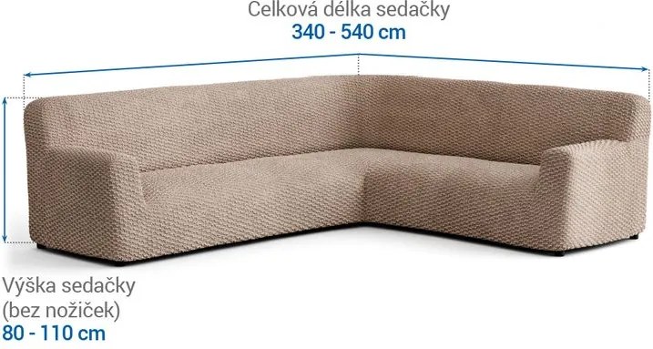 Bielastické poťahy MOSAICO béžové rohová sedačka (š. 350 - 530 cm)