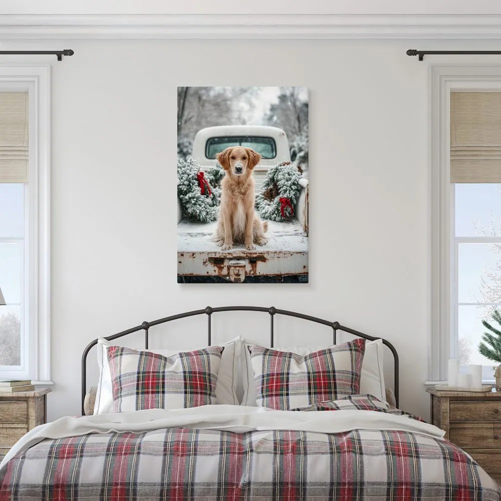 Obraz vianočná atmosféra so psom