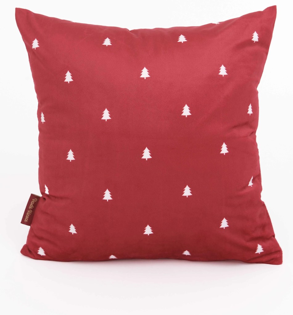 Vianočná obliečka na vankúš Velvet 40 × 40 cm -  Vianočná pohoda červená