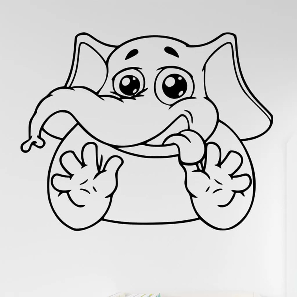 Veselá Stena Samolepka na stenu na stenu Slon Farba: černá