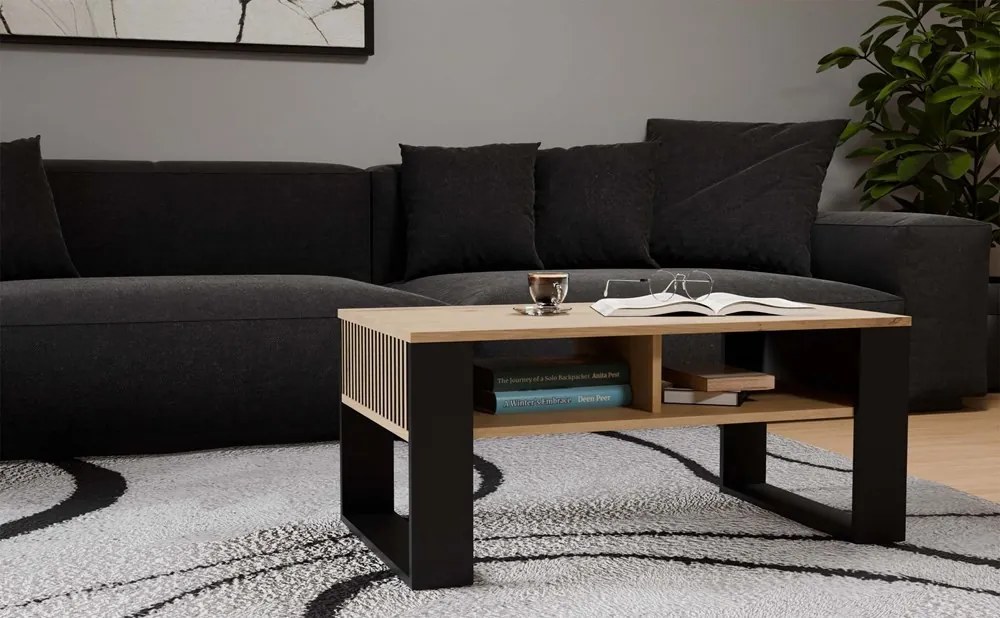 Konferenční stolek LAWA Modern 2P Slim dub artisan/černý