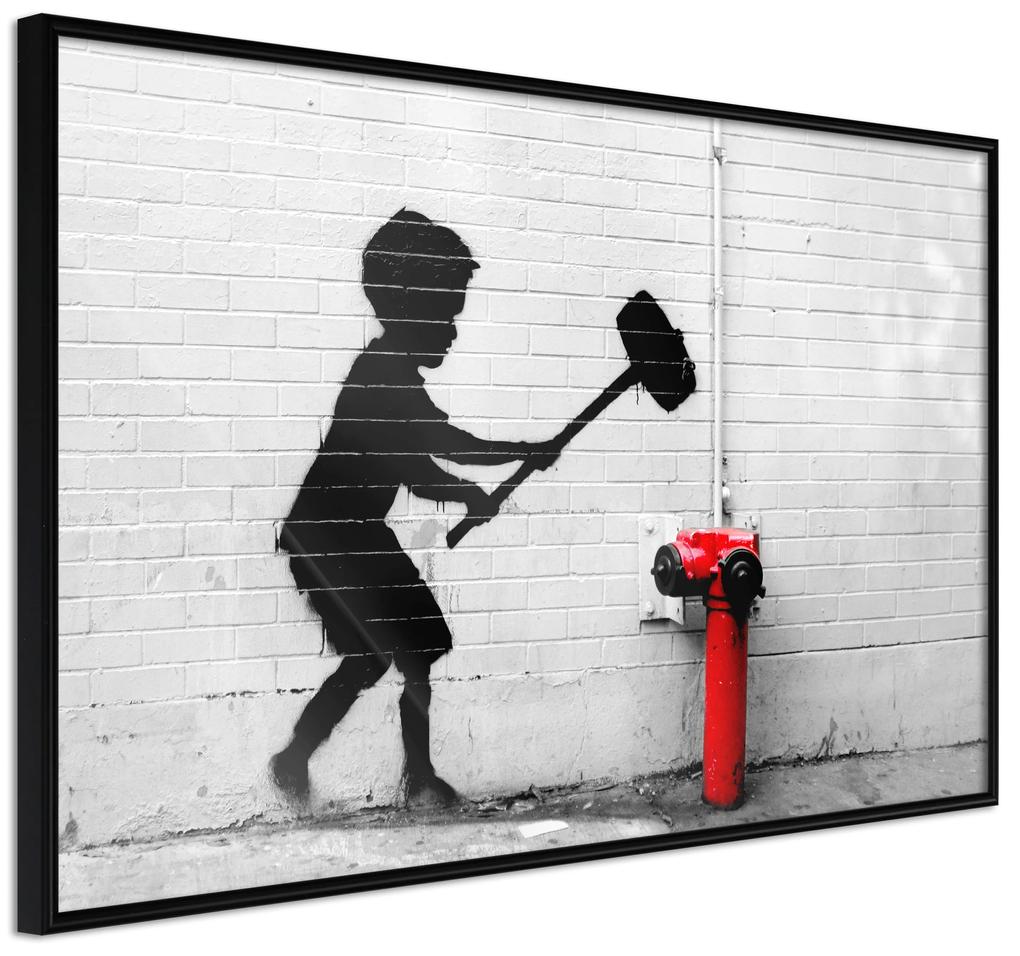 Artgeist Plagát - Destroy Hydrant [Poster] Veľkosť: 30x20, Verzia: Čierny rám s passe-partout