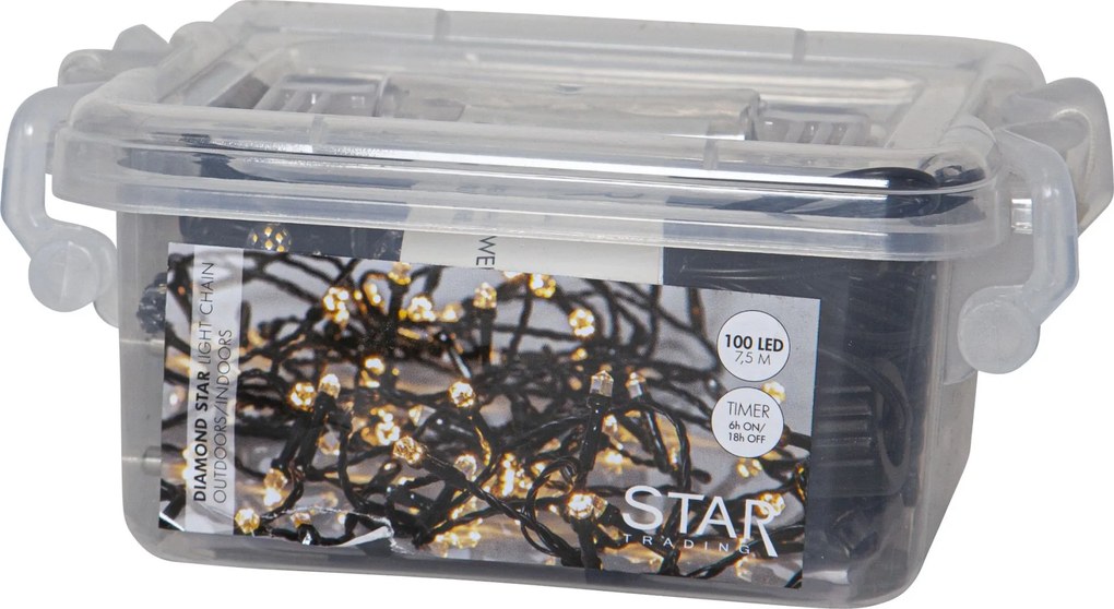 STAR TRADING Vonkajšia svetelná LED reťaz Diamond Star Light 7,5 m