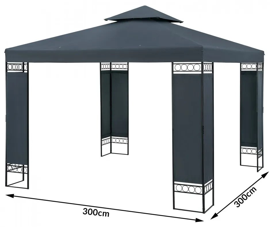 Záhradný altánok 3x3m SH02AN antracit Dekorhome