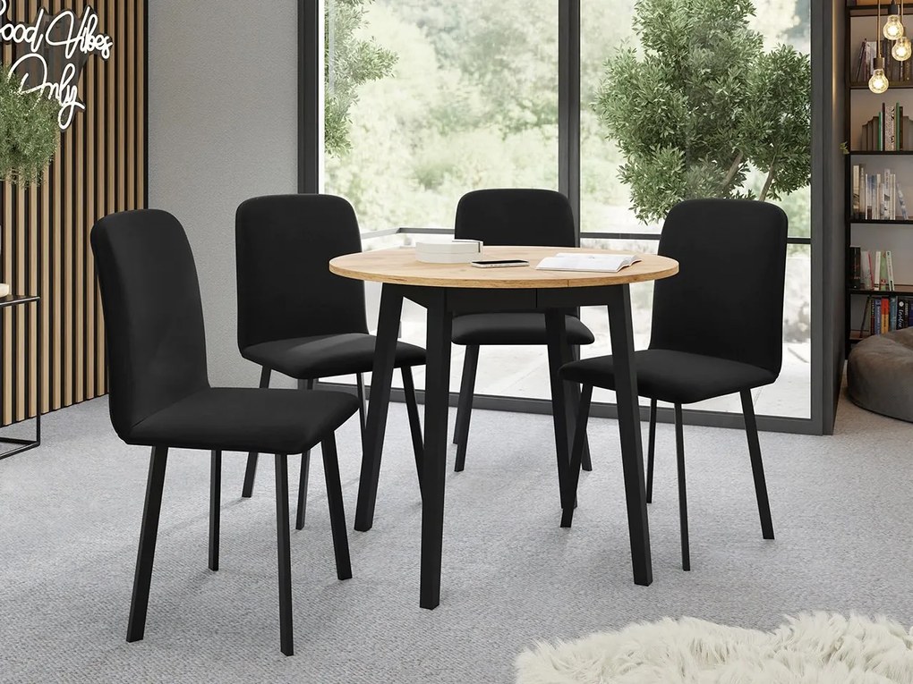 Jedálensky set Kirtore S 90 so 4 stoličkami Lekoz, Farby:: Amor Velvet 4311, Farby:: sivý mramor / čierna