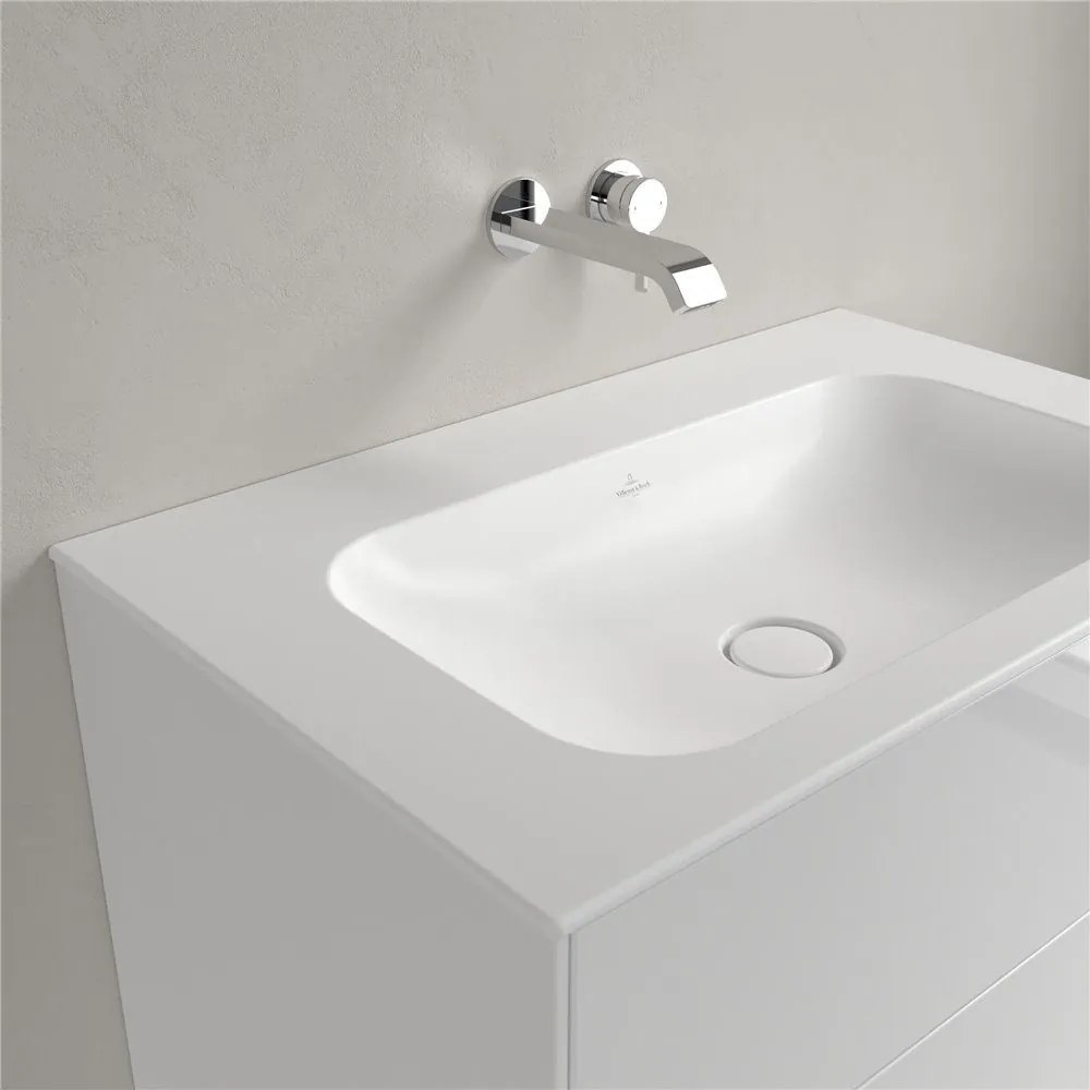 VILLEROY &amp; BOCH Finion umývadlo na skrinku bez otvoru, bez prepadu, 800 x 500 mm, Stone White, s povrchom CeramicPlus, 416483RW