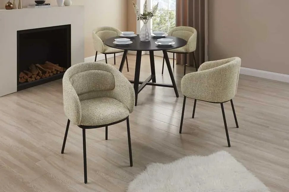 Dizajnová jedálenská stolička Nimes béžovo hnedá štrukturovaná látka