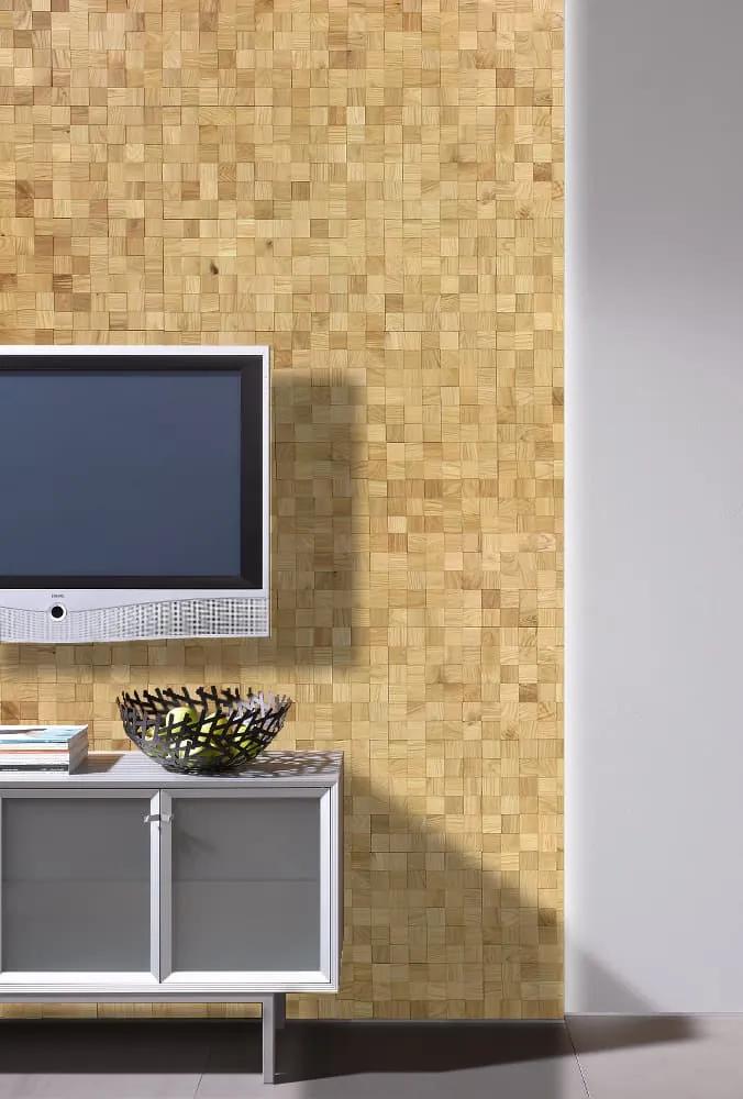 DUB 50, jednotlivé kusy 50 x 50 mm (0,0025 m²) alebo samolepiaci panel 300 x 300 mm (0,09 m²) - 3D drevená mozaika Broušený - bez povrch. úpravy 4 mm