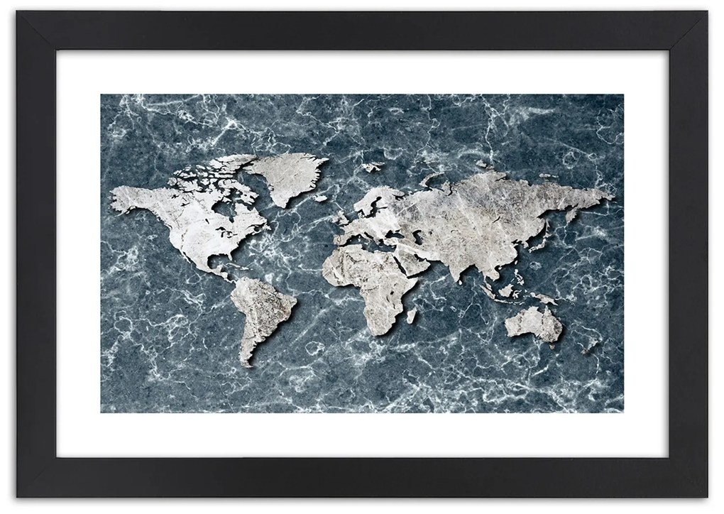 Gario Plagát Mapa sveta na mramore Farba rámu: Bez rámu, Rozmery: 30 x 20 cm