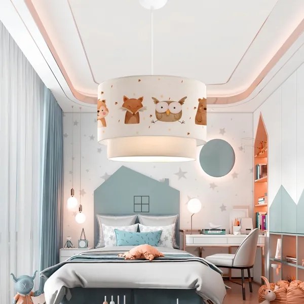 Detský luster CANDY 1xE27/40W/230V biela/hnedá