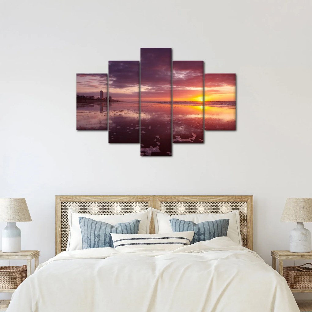 Obraz - Pláž pri západe slnka (150x105 cm)