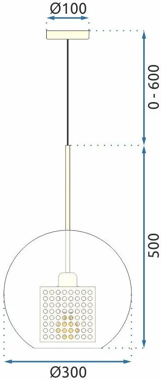 Toolight - Sklenená závesná lampa 30cm 1xE27 60W APP559-1CP, čierna, OSW-09669
