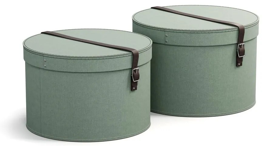 Zelenomodré kartónové úložné boxy v súprave 2 ks s vekom ø 37,5x25,5 cm Rut Canvas Paper Laminate – Bigso