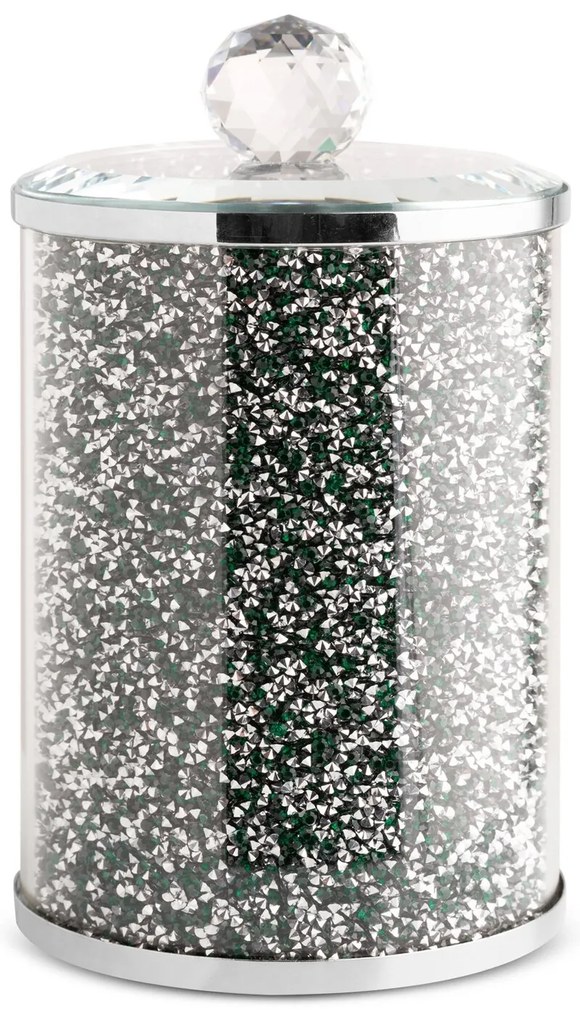 NÁDOBA S KRIŠTÁLIKMI 10X10X17 CM ZELENÁ