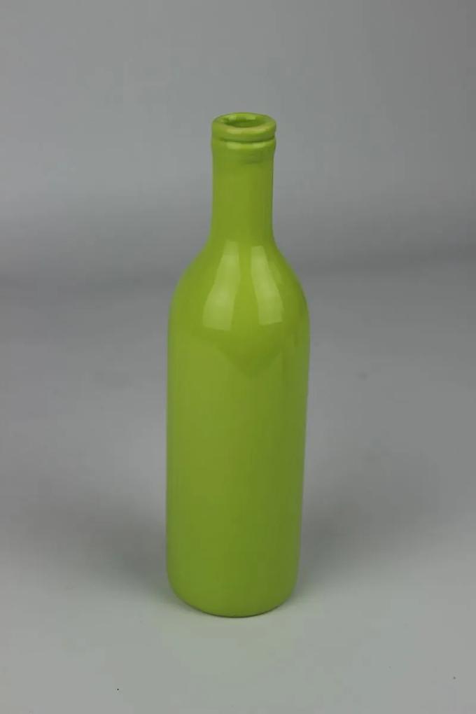 Zelená keramická váza v tvare fľaše 21cm