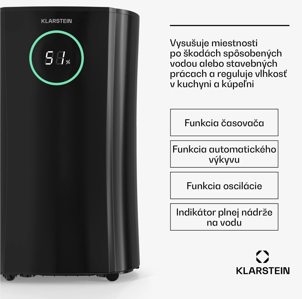 Klarstein DryFy ProConnect 24L odvlhčovač vzduchu, 24 l/deň, 30 m², WiFi, Aplikácia, LED indikátor, 24-hodinový časovač