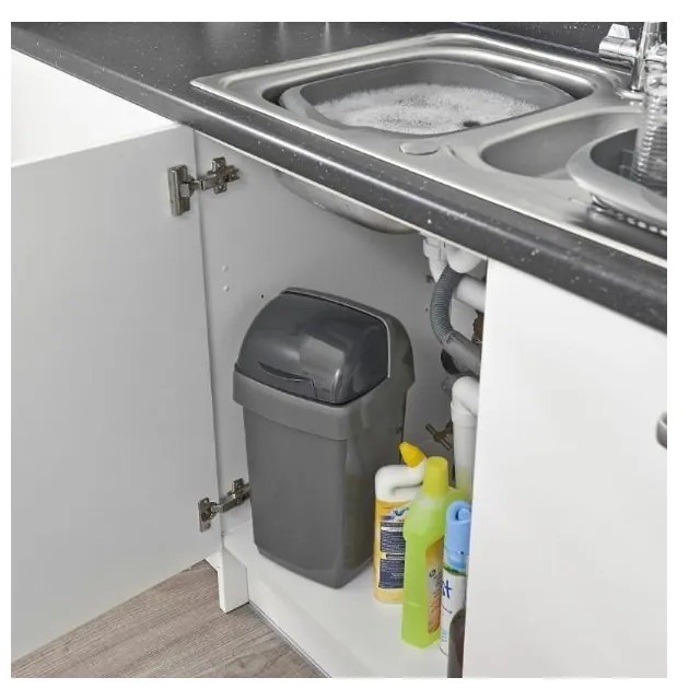 Sivý odpadkový kôš Addis Roll Top, 22,5 x 23 x 42,5 cm