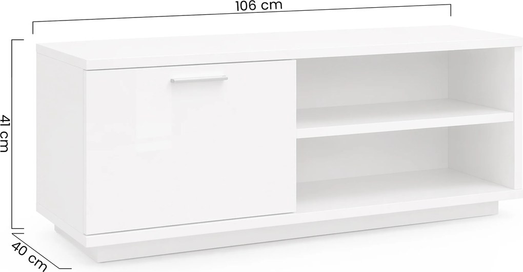 TV stolík Lira - biela / biely lesk