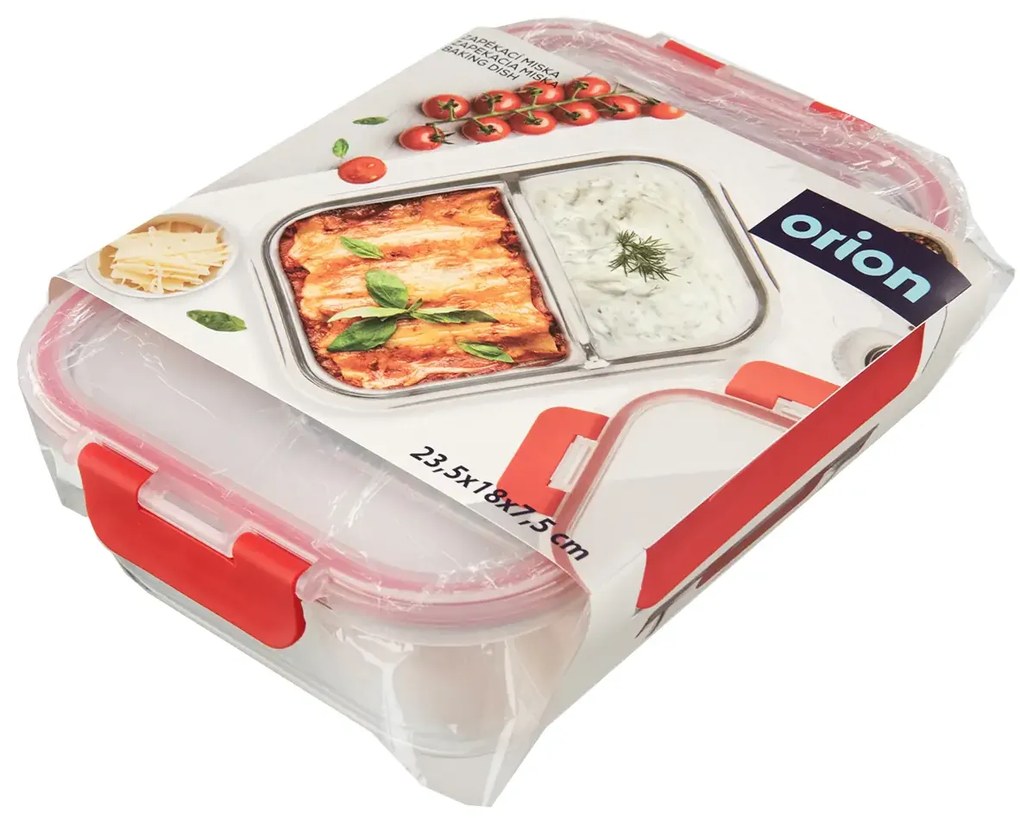 Orion Sklenená delená zapekacia miska, obedár a desiatový box, 500+800ml