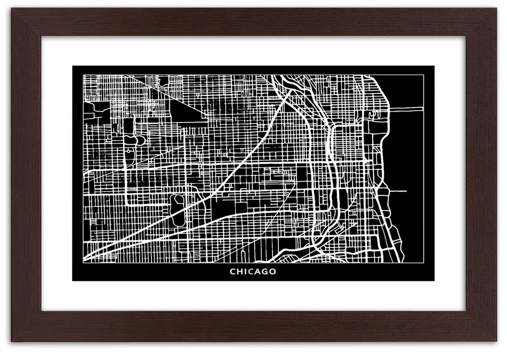 Gario Plagát Plán mesta Chicago Farba rámu: Bez rámu, Rozmery: 45 x 30 cm