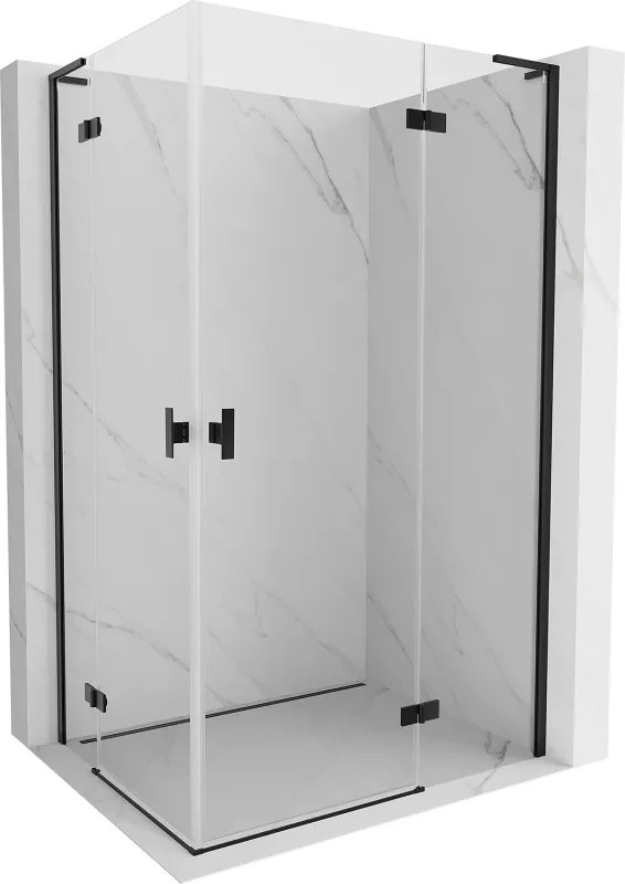 Mexen Mist-H L Duo, 2-krídlový sprchový kút 80 x 105 cm, číre sklo, čierny profil, 8A5L-080L-105P-70-00
