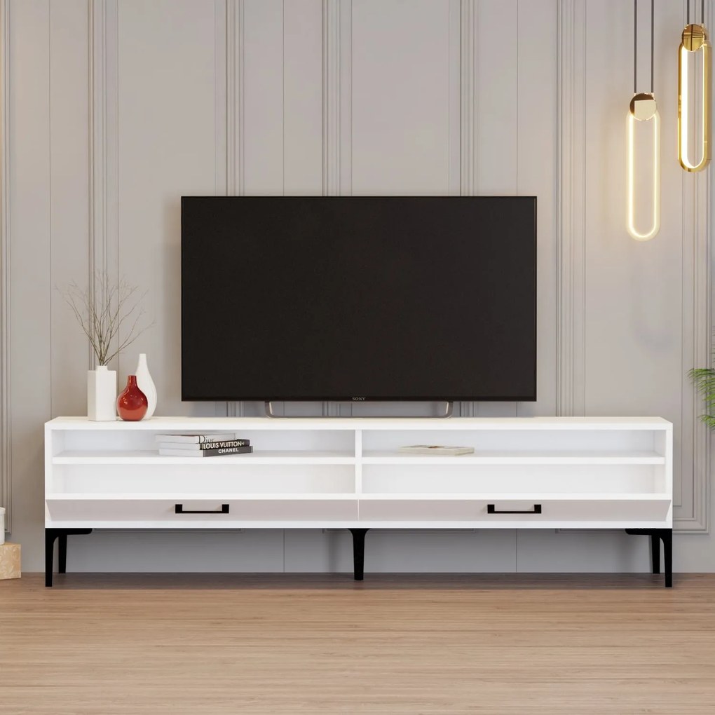 TV stolík/skrinka Irma 2 (biela). Akcia -18%. Vlastná spoľahlivá doprava až k Vám domov. 1088905