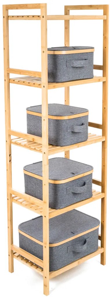 Úložný box G21 40 x 30 x 15 cm, bambusový s vekom, sivý