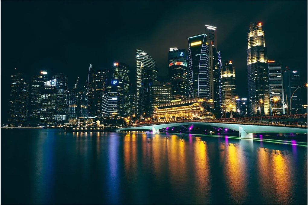 Obraz nočného Singapuru (90x60 cm)