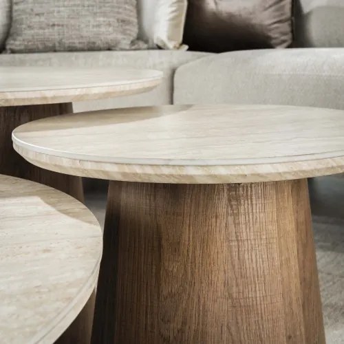 Konferenčný stôl 45-64 Romano 3-set 3D Ceramic Travertine - Komfort-nábytok