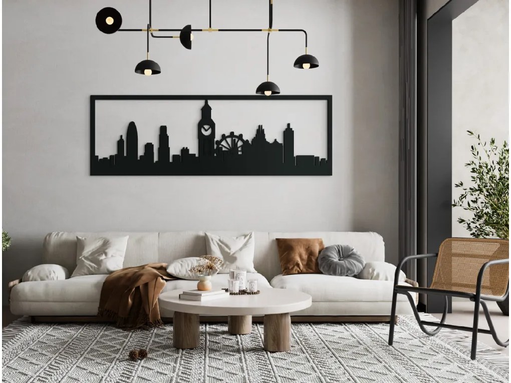 drevko Obraz Londýn panoráma Rozmer obrazu: 29,5 x 89 cm, Farba dekorácie: Čierna