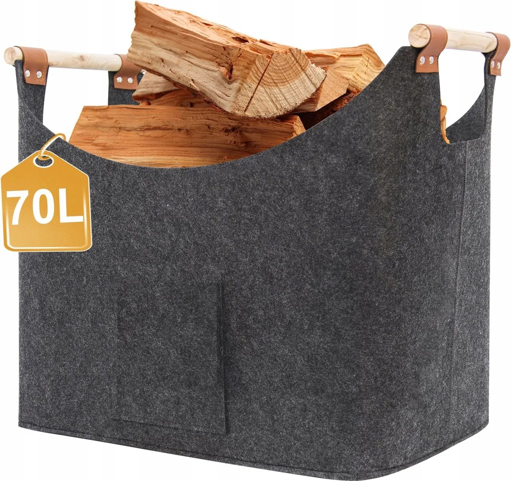 Filcový kôš na drevo XXL na krbové drevo, 70 l, 55 x 40 cm
