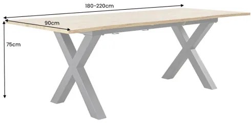 Rozkladací jedálenský stôl 45079 180/220x90cm Divoký dub fólia  - Komfort-nábytok