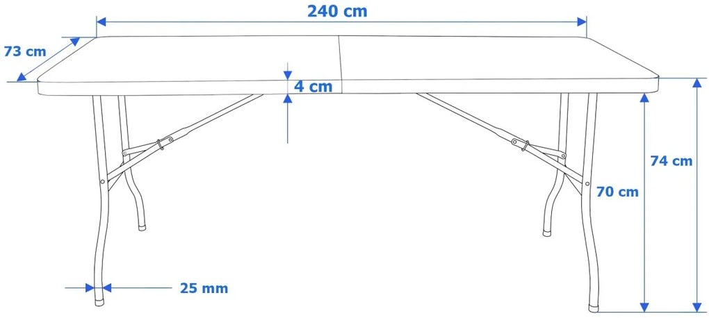 Cateringový skladací stôl IMPRO 240 cm čierny