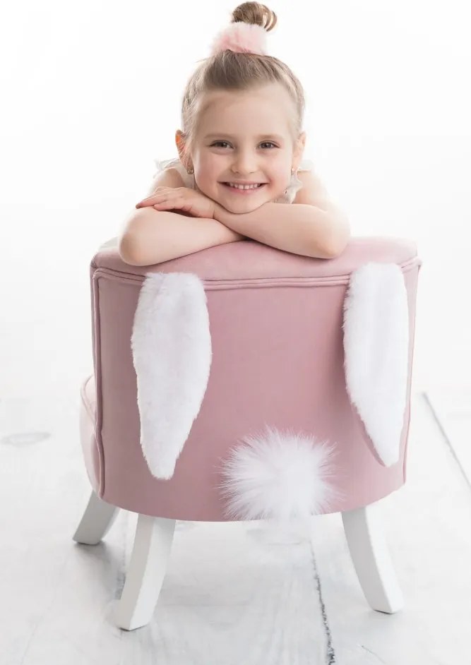 Detské kreslo ušiak ružová 25 cm Biela