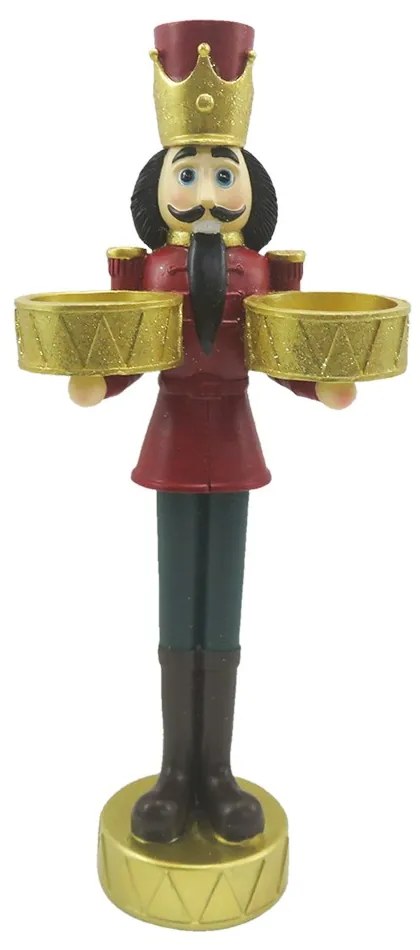 Vianočná dekorácia socha Luskáčik s podnosmi - 12*8*28 cm