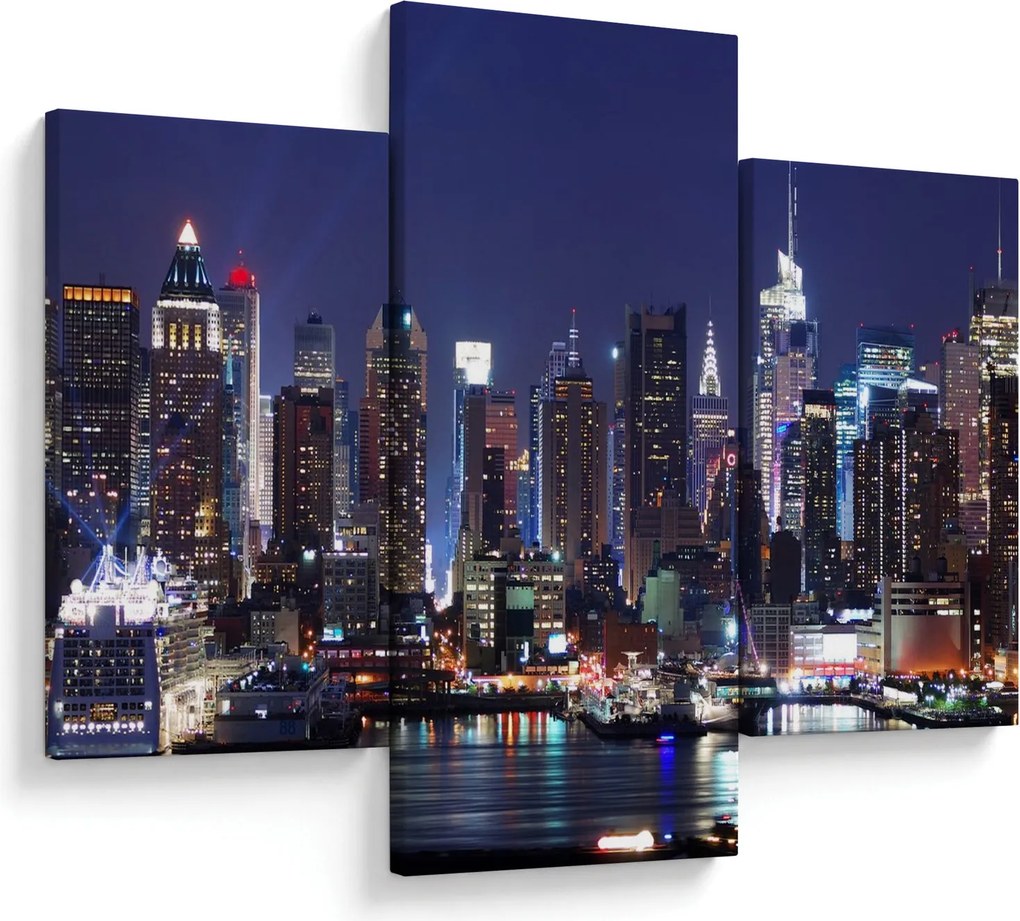 Obraz - Osvetlené New Yorské mrakodrapy (90x60 cm)