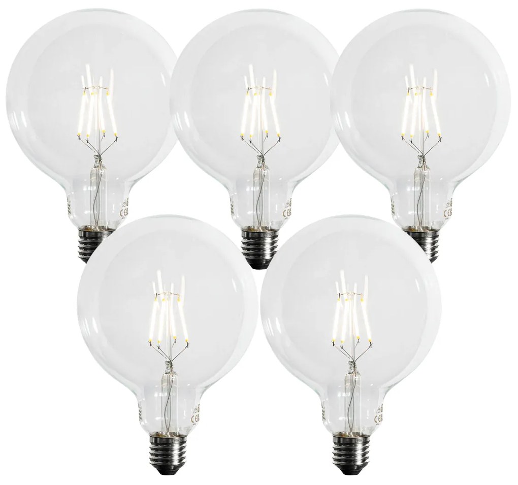 Sada 5 E27 3-stupňové stmievateľné LED špirálové vlákno G125 4W 450 lm 3000K