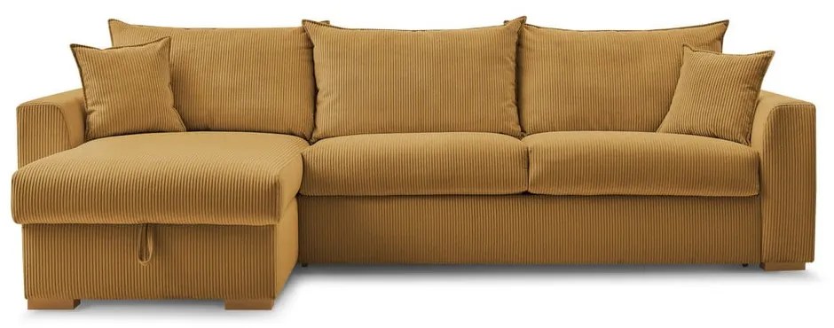 Žltá menčestrová rozkladacia rohová pohovka (variabilná) Augustin – Bobochic Paris